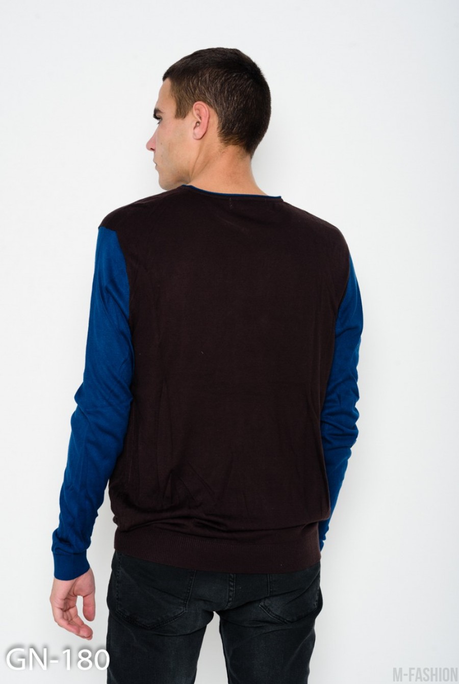 Тонкий черно-синий свитер с фактурным декором- Фото 3