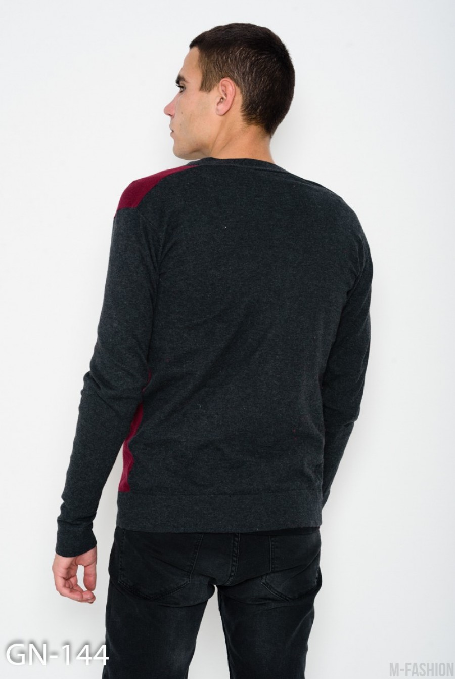 Тонкий ангоровый свитер на пуговицах с глубоким V-образным вырезом- Фото 3