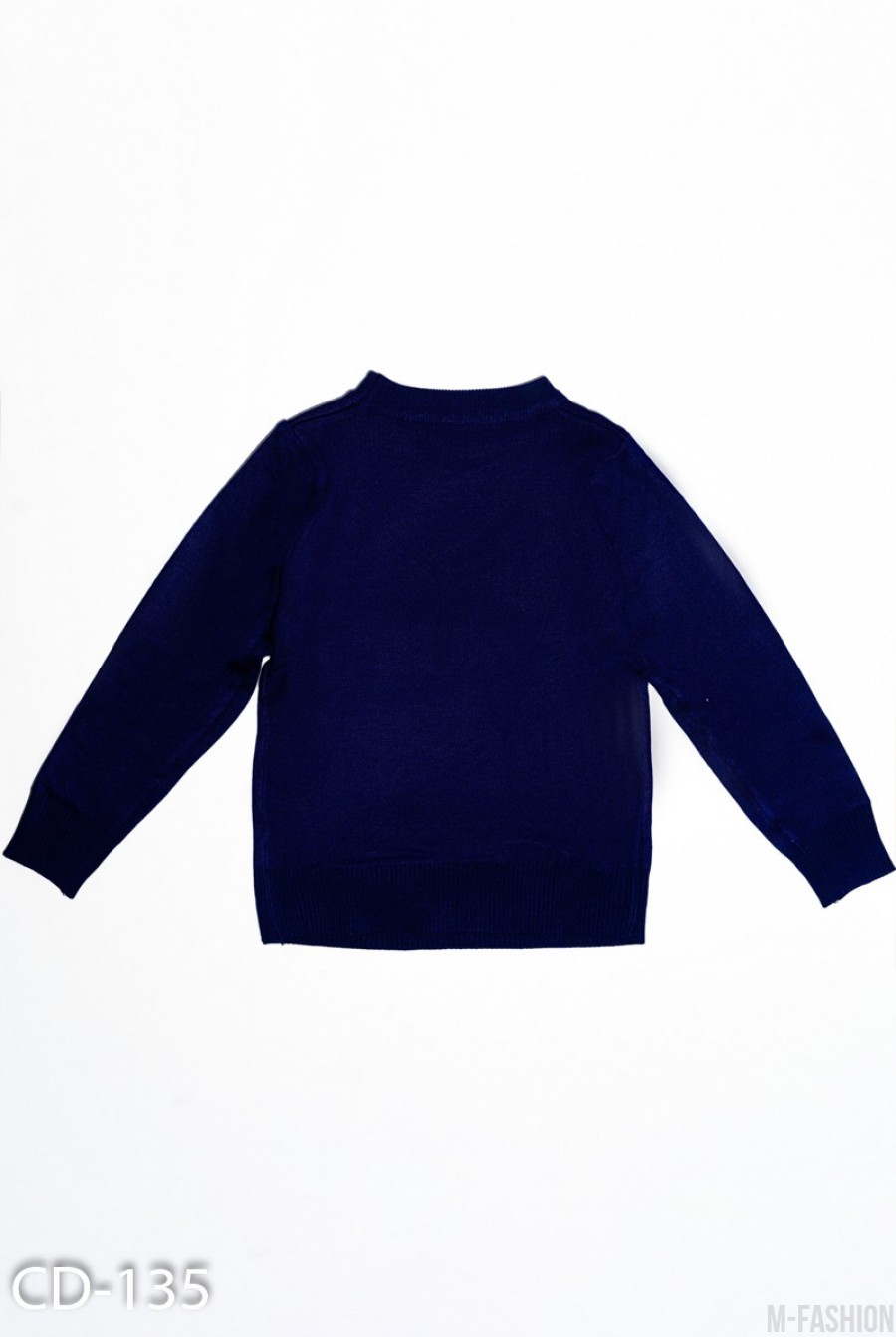 Темно-синий трикотажный свитер с красным мишкой- Фото 2
