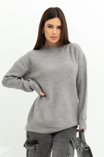 Серый свободный вязаный свитер