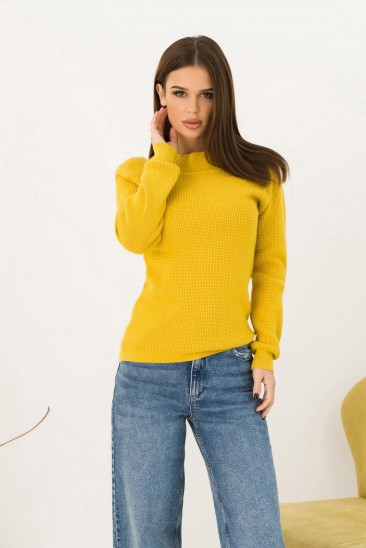 Горчичный вязаный свитер из ангоры