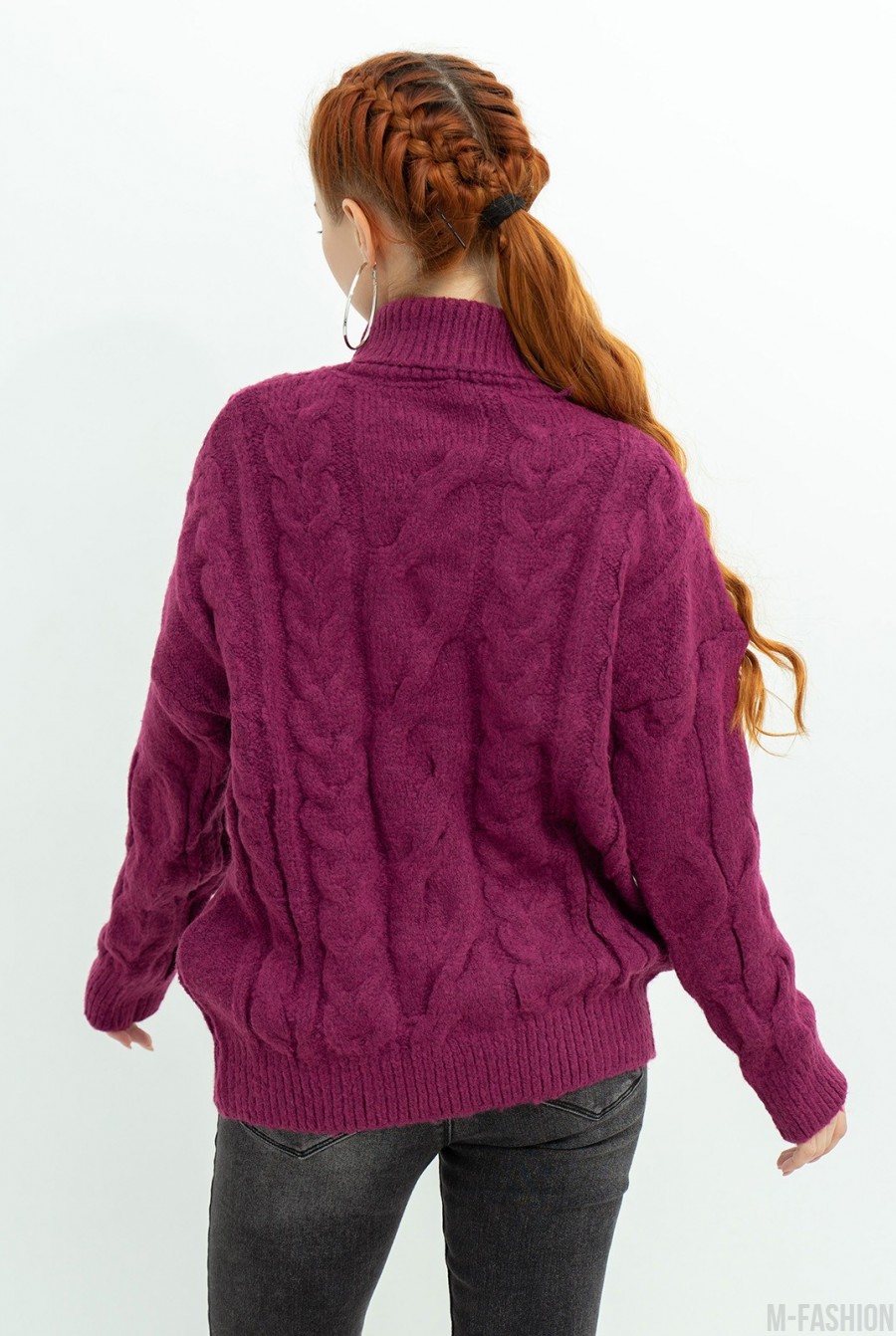 Бордовый шерстяной свитер с объемным декором- Фото 3