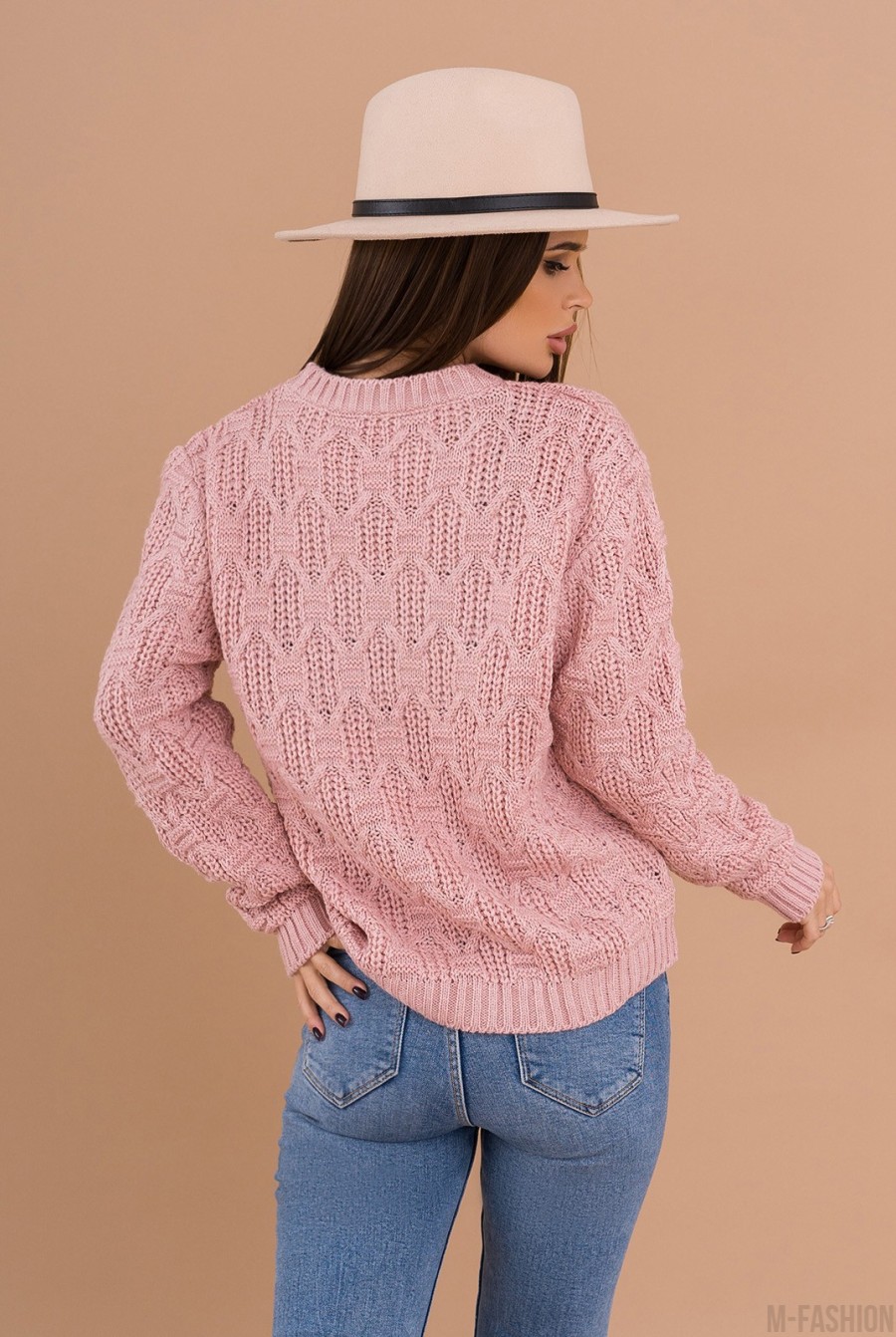 Розовый шерстяной свитер с комбинированным узором- Фото 3