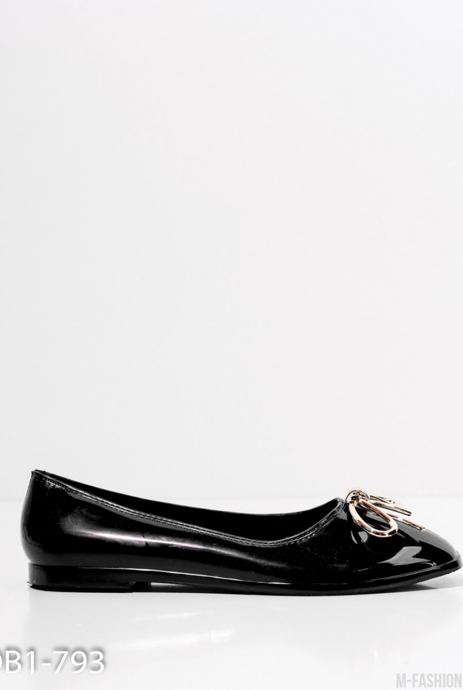 Черные лаковые туфли с бантом - Фото 1