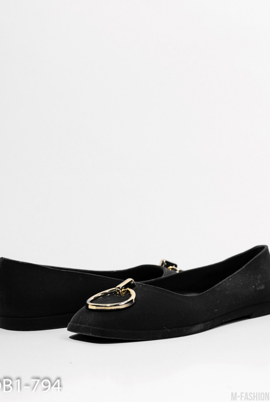 Черные велюровые туфли с пряжками на мысках- Фото 3
