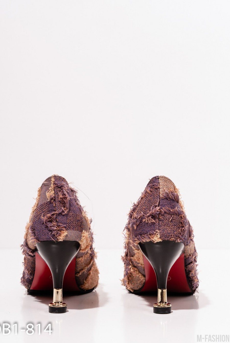 Сиреневые текстильные туфли с бахромой- Фото 4