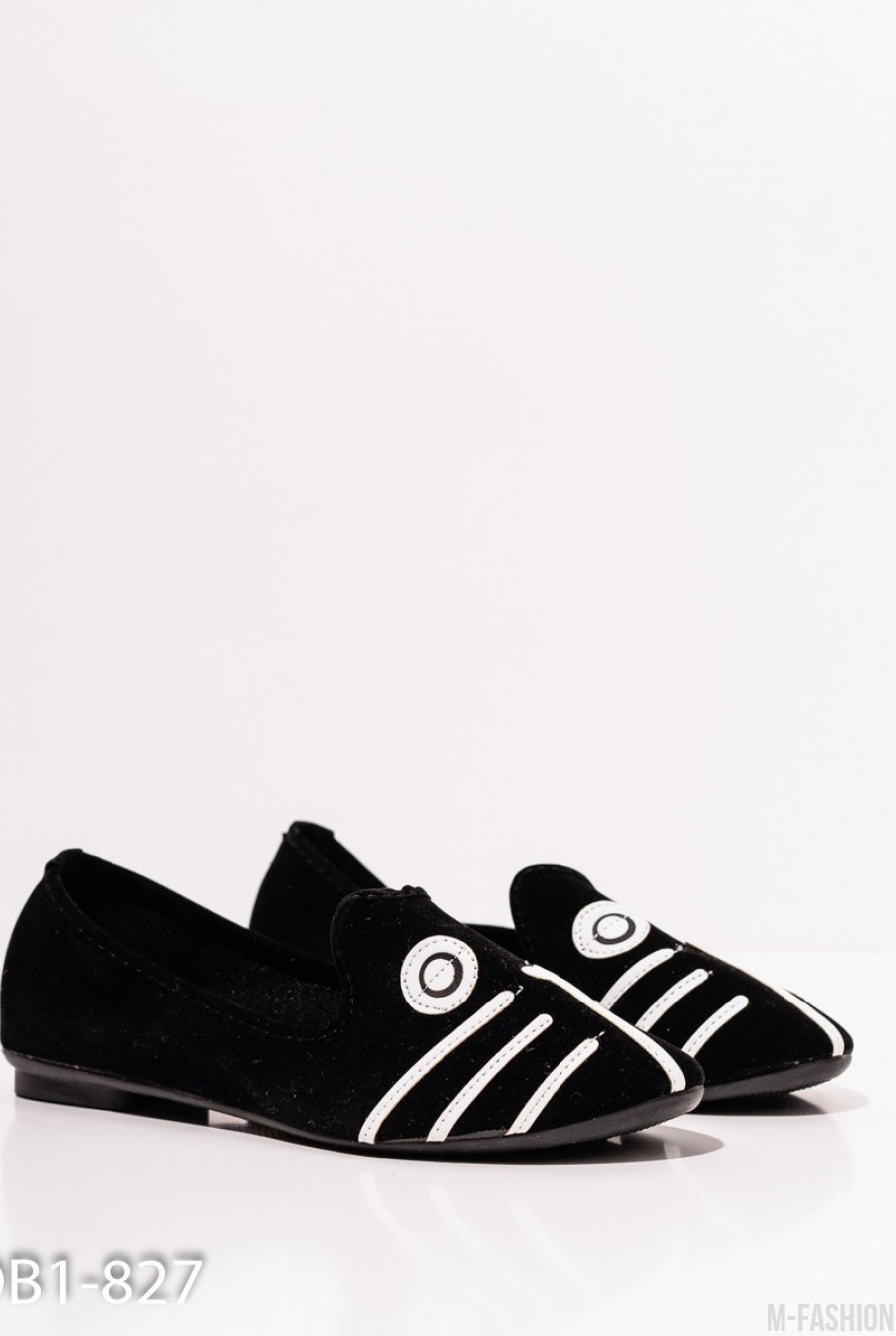 Черные замшевые туфли с мордочками на мысках- Фото 2