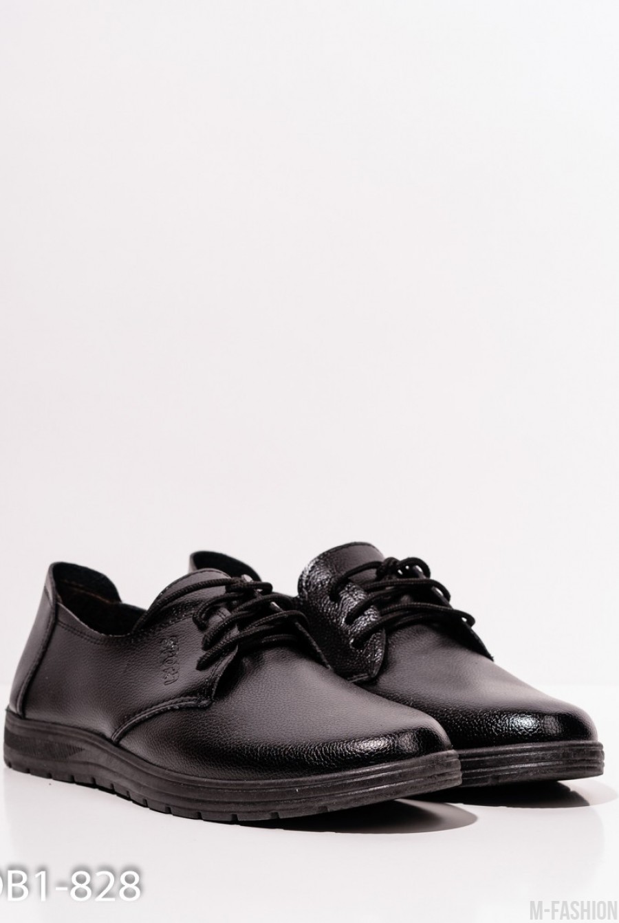 Черные спортивные туфли из эко-кожи- Фото 2