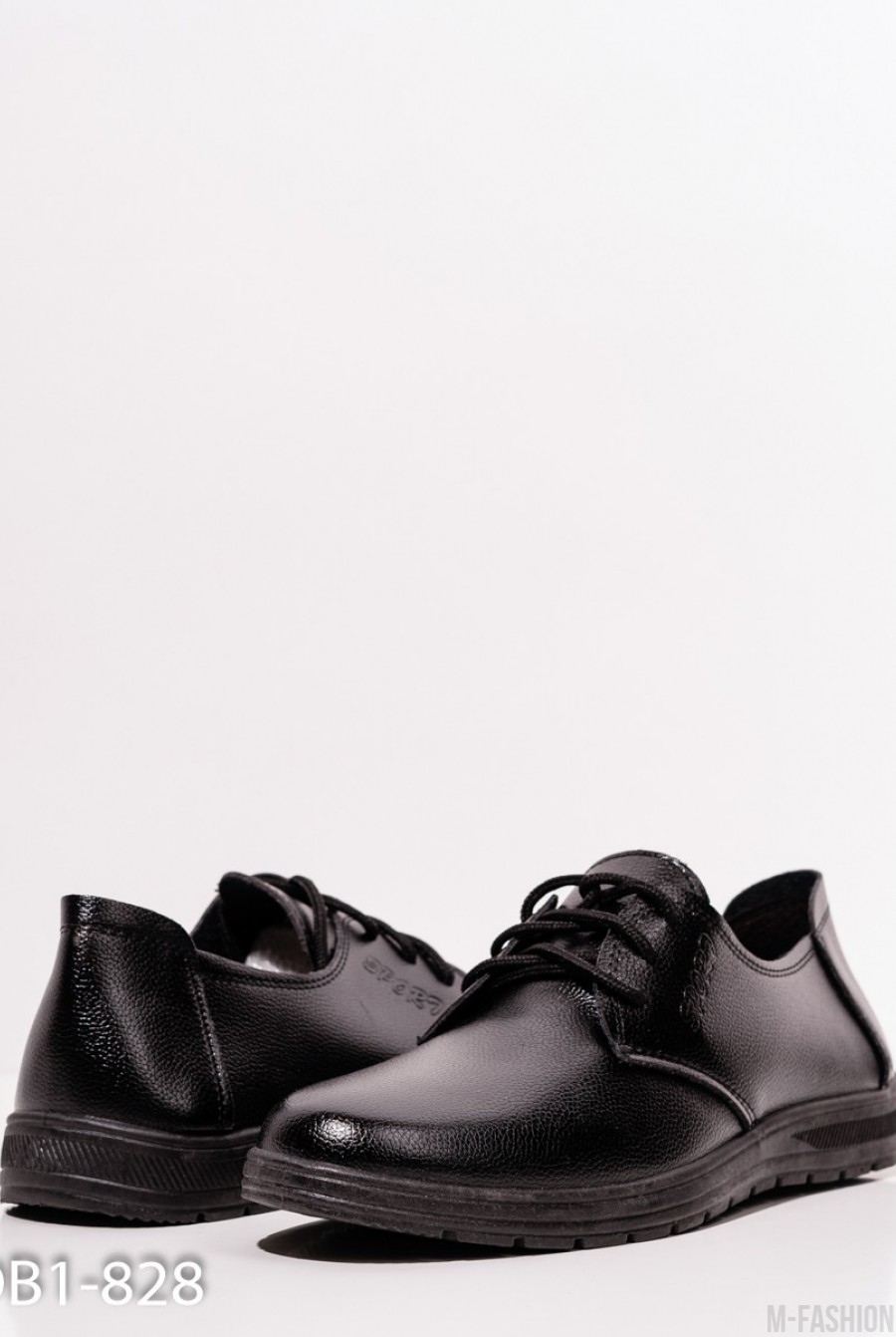 Черные спортивные туфли из эко-кожи- Фото 3