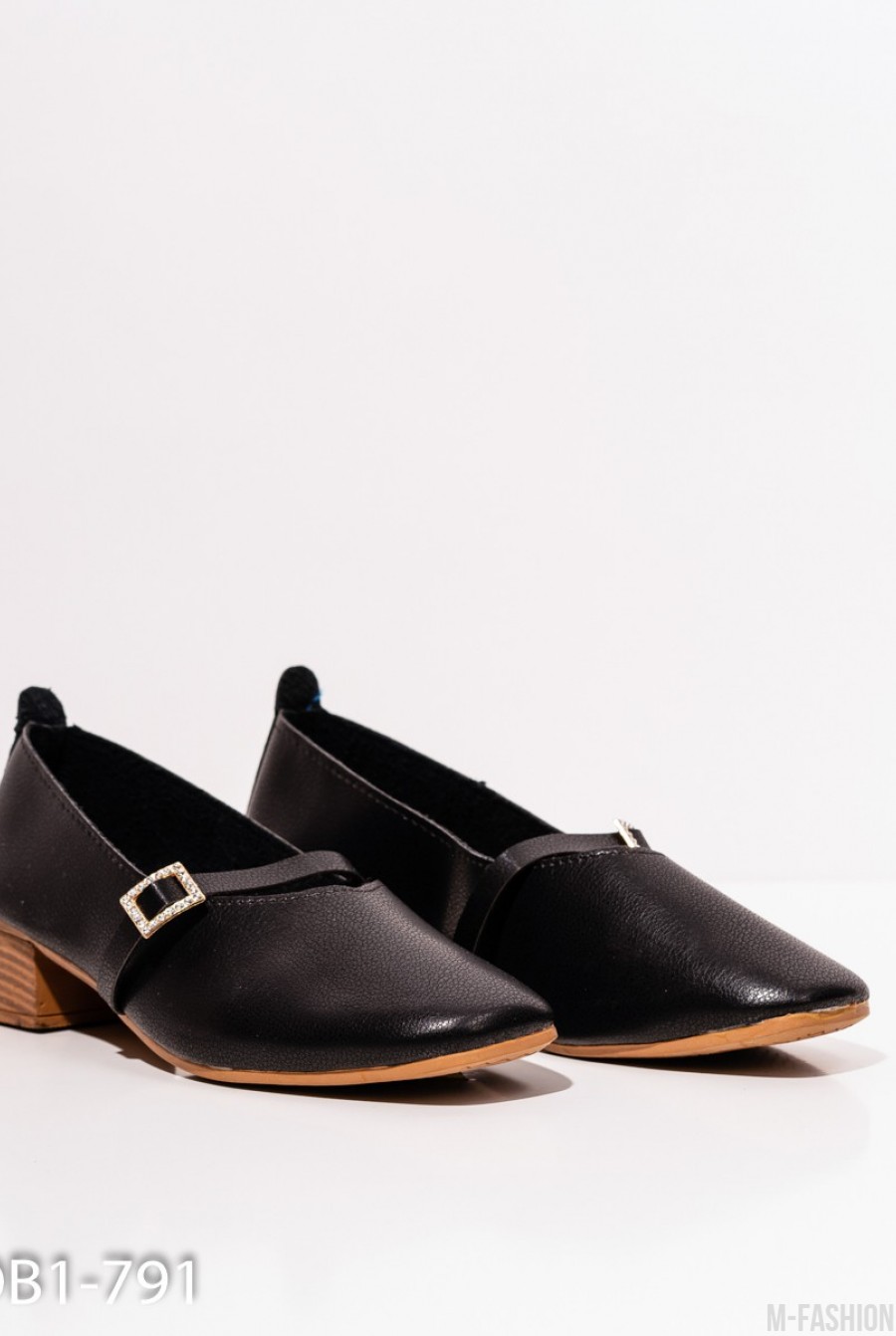 Черные туфли из эко-кожи с пряжкой- Фото 2