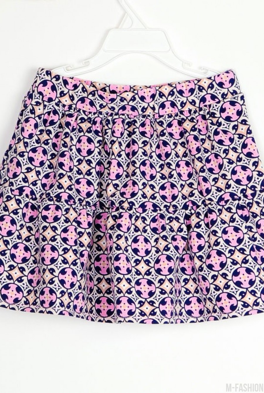 Летняя юбка с ярким принтом в розовых и сиреневых тонах - Фото 1