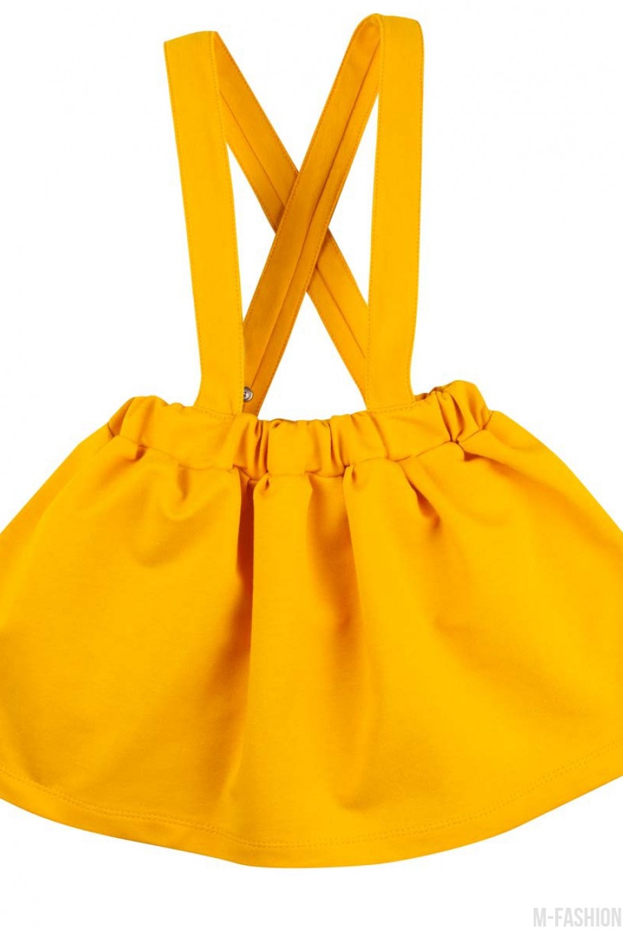 Желтая юбка с подтяжками из футера - Фото 1
