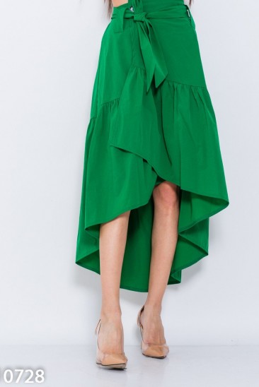 Асимметричная юбка на запах зеленого цвета