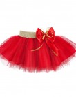 Красная фатиновая юбка с золотым поясом и бантом