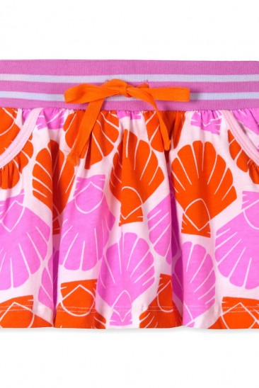 Котоновая розовая юбка-шорты с широким поясом и карманами