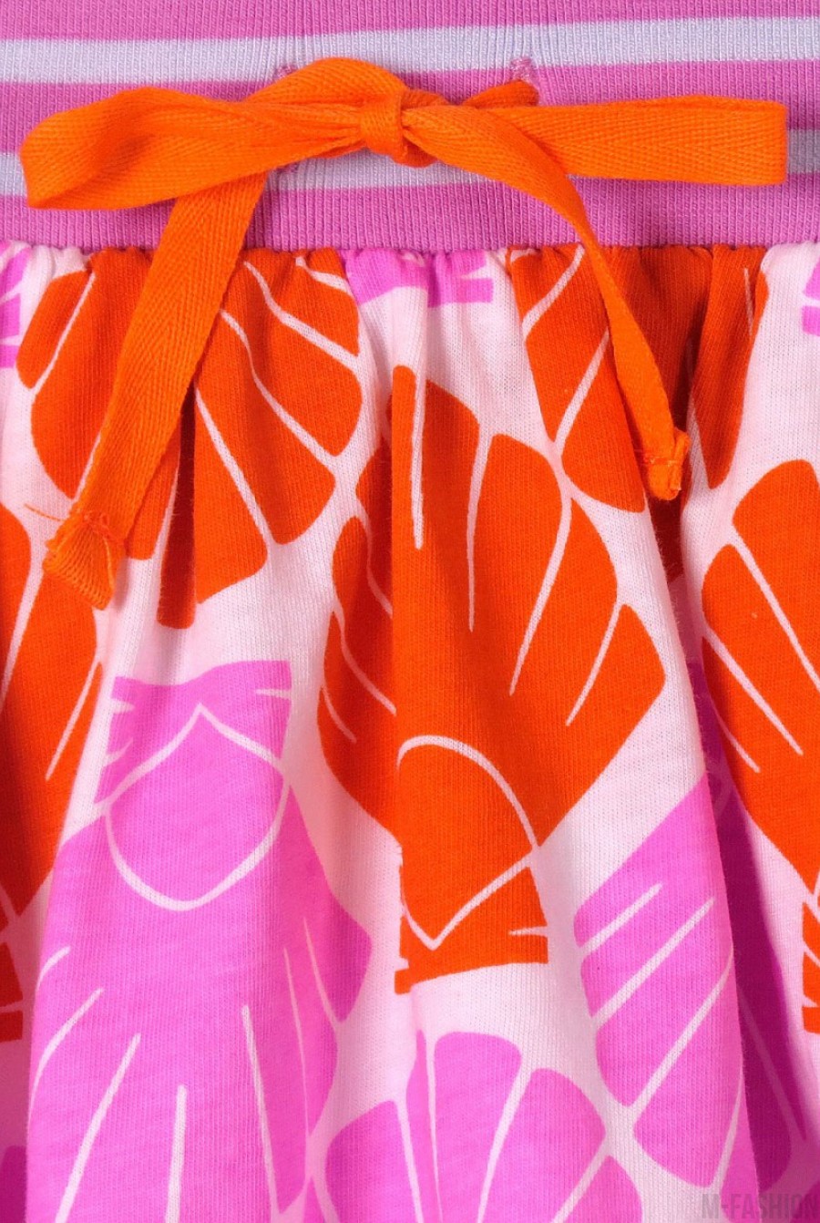 Котоновая розовая юбка-шорты с широким поясом и карманами- Фото 2