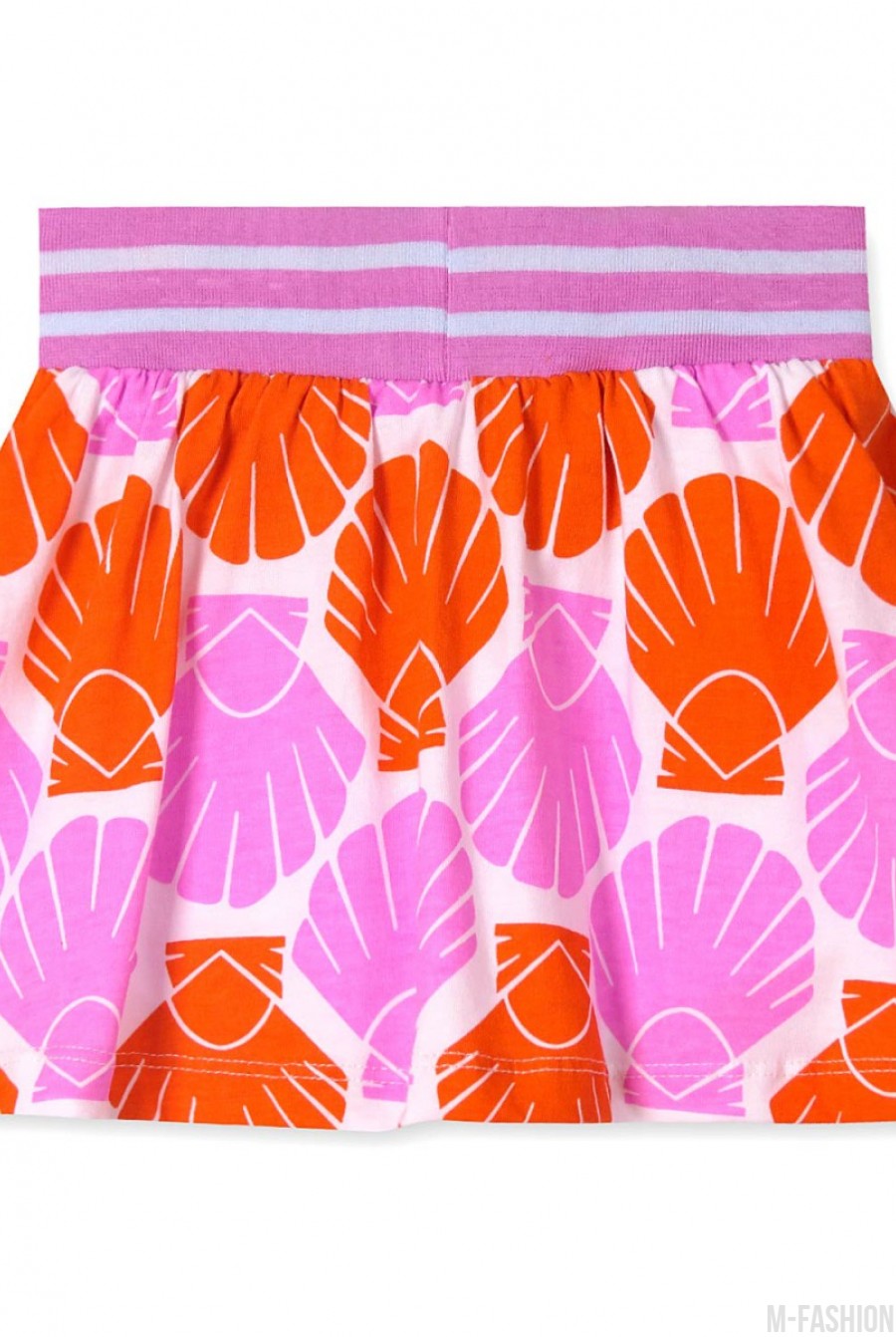 Котоновая розовая юбка-шорты с широким поясом и карманами- Фото 3