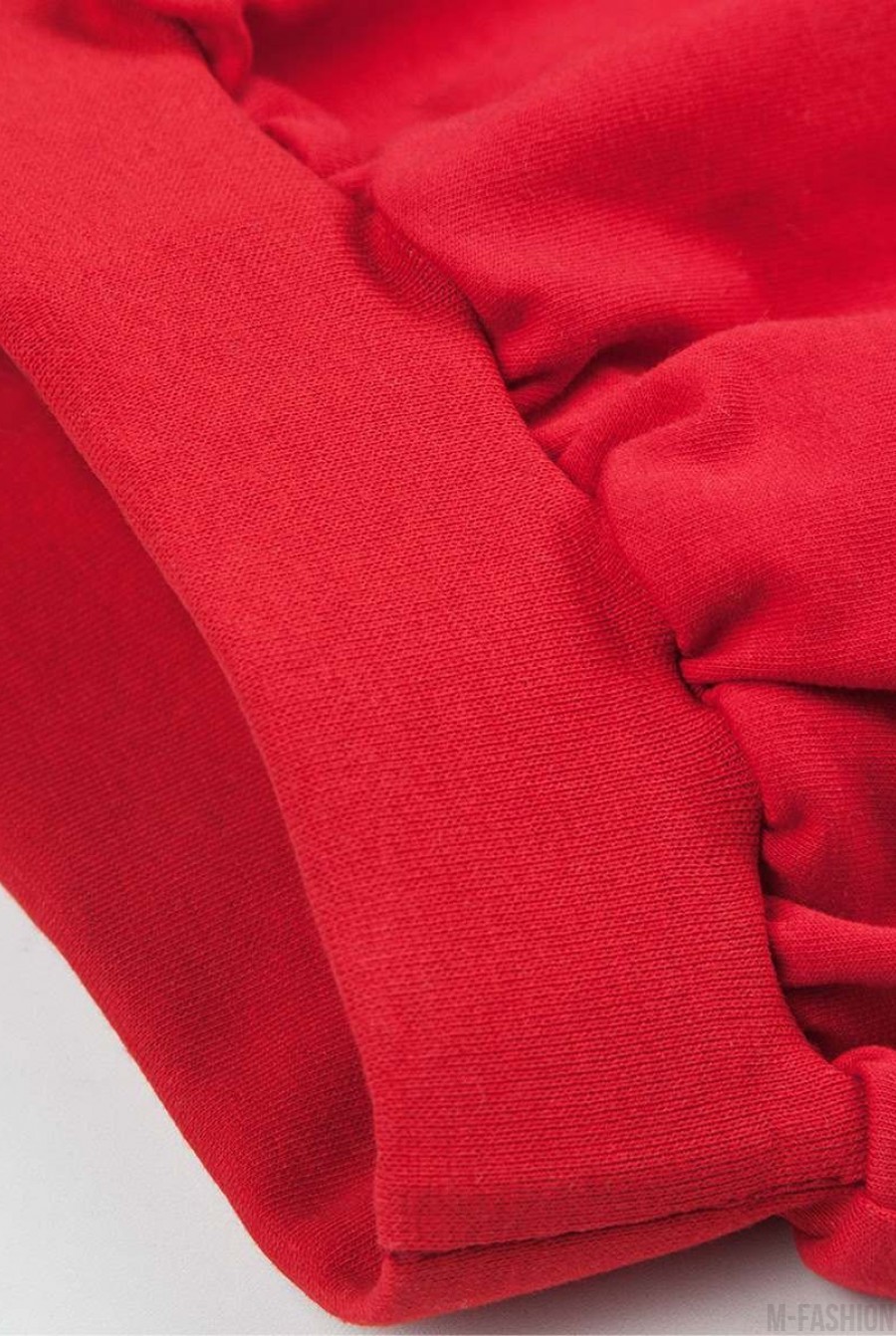 Красная юбка-колокол из футера с принтом- Фото 3