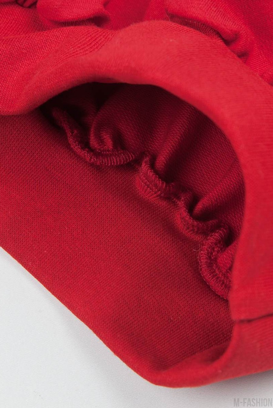 Красная юбка-колокол из футера с принтом- Фото 4
