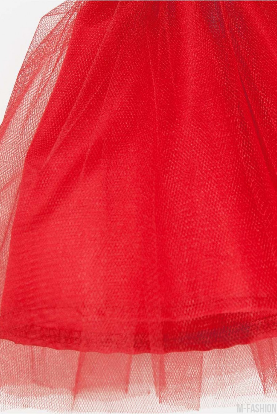 Красная многослойная юбка из тафты и фатина с золотым поясом- Фото 6