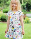 Летняя хлопковая юбка белого цвета с ярким цветным принтом