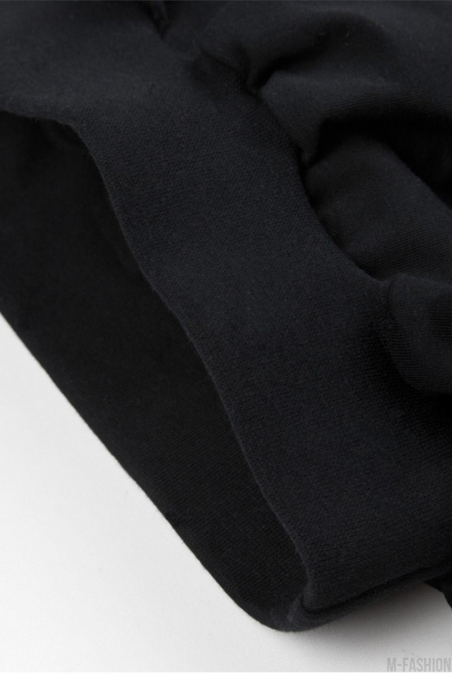 Черная юбка-колокол из футера на резинке- Фото 3