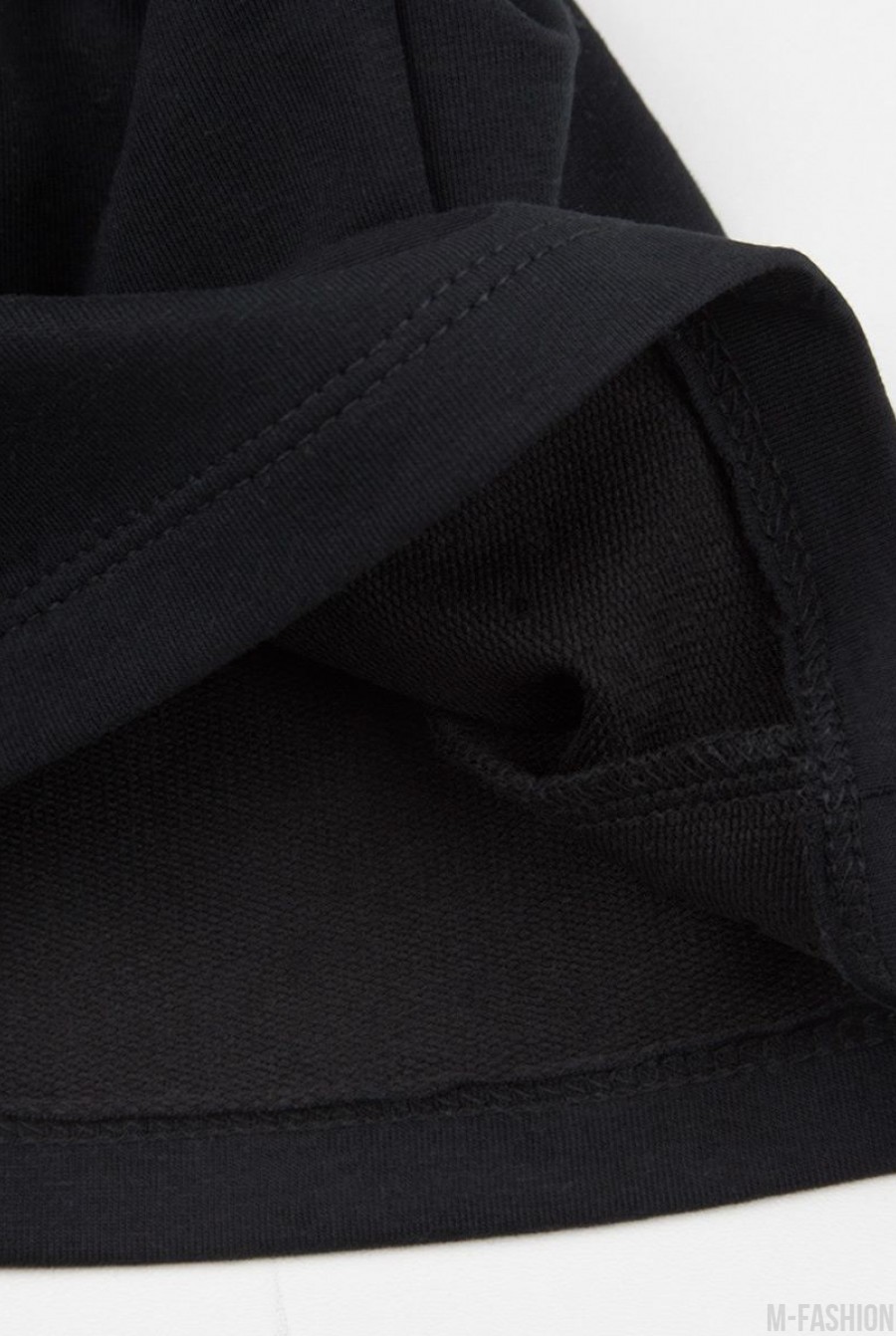 Черная юбка-колокол из футера на резинке- Фото 4