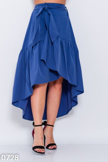 Синяя асимметричная оригинальная юбка на запах