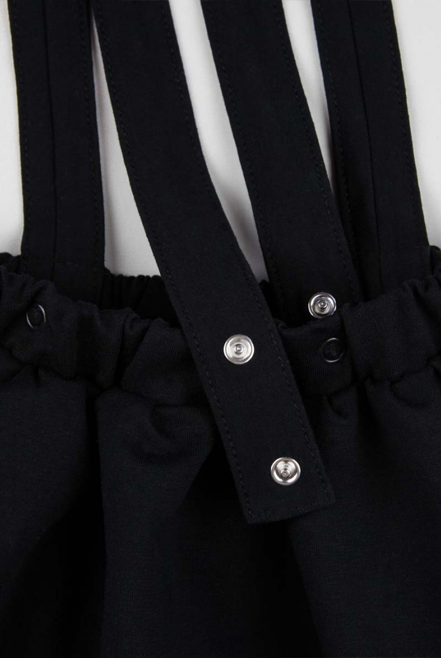 Черная юбка из футера с подтяжками на кнопках- Фото 4