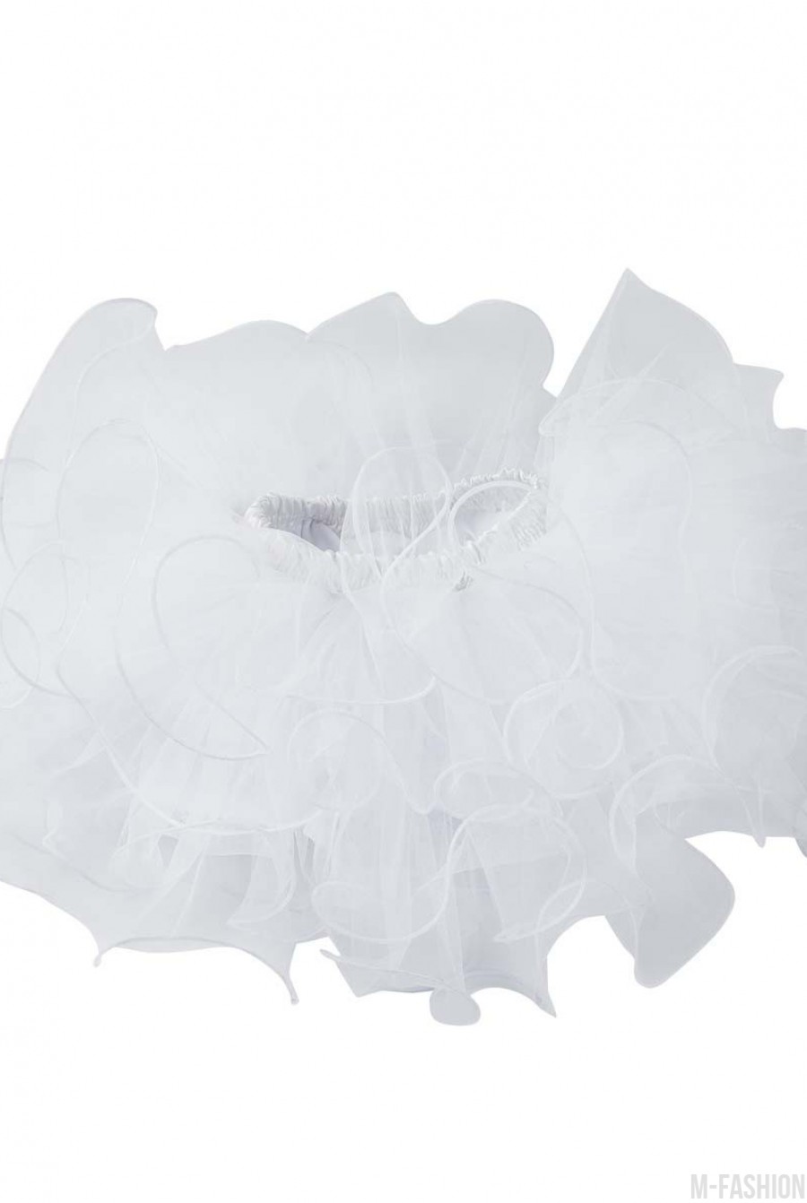 Белая пышная многослойная юбка из фатина - Фото 1