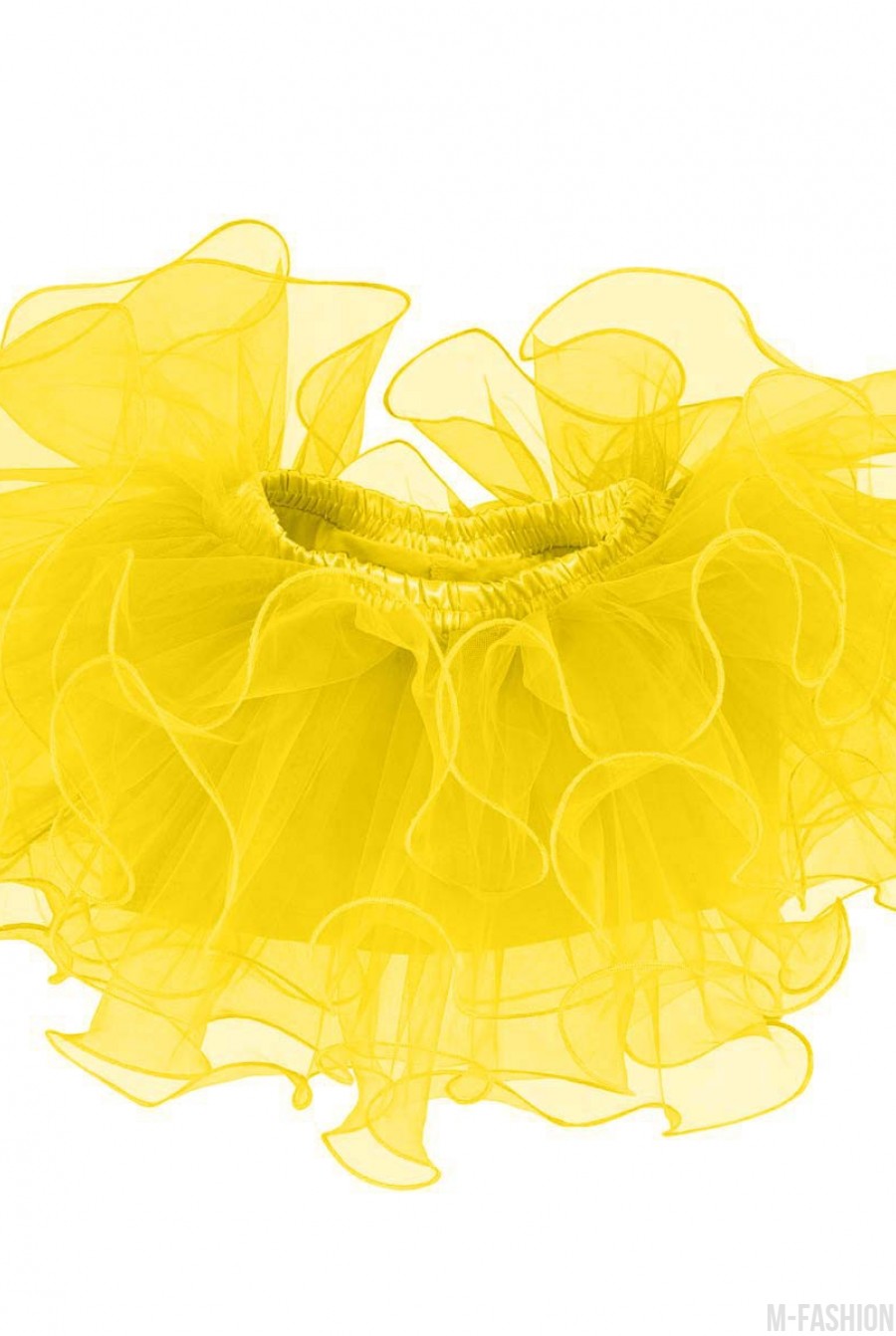 Желтая пышная многослойная юбка из фатина на резинке - Фото 1