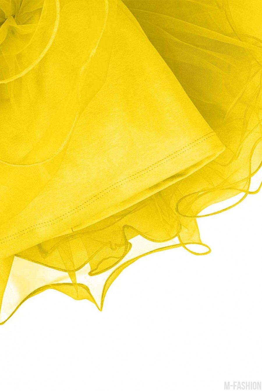Желтая пышная многослойная юбка из фатина на резинке- Фото 4