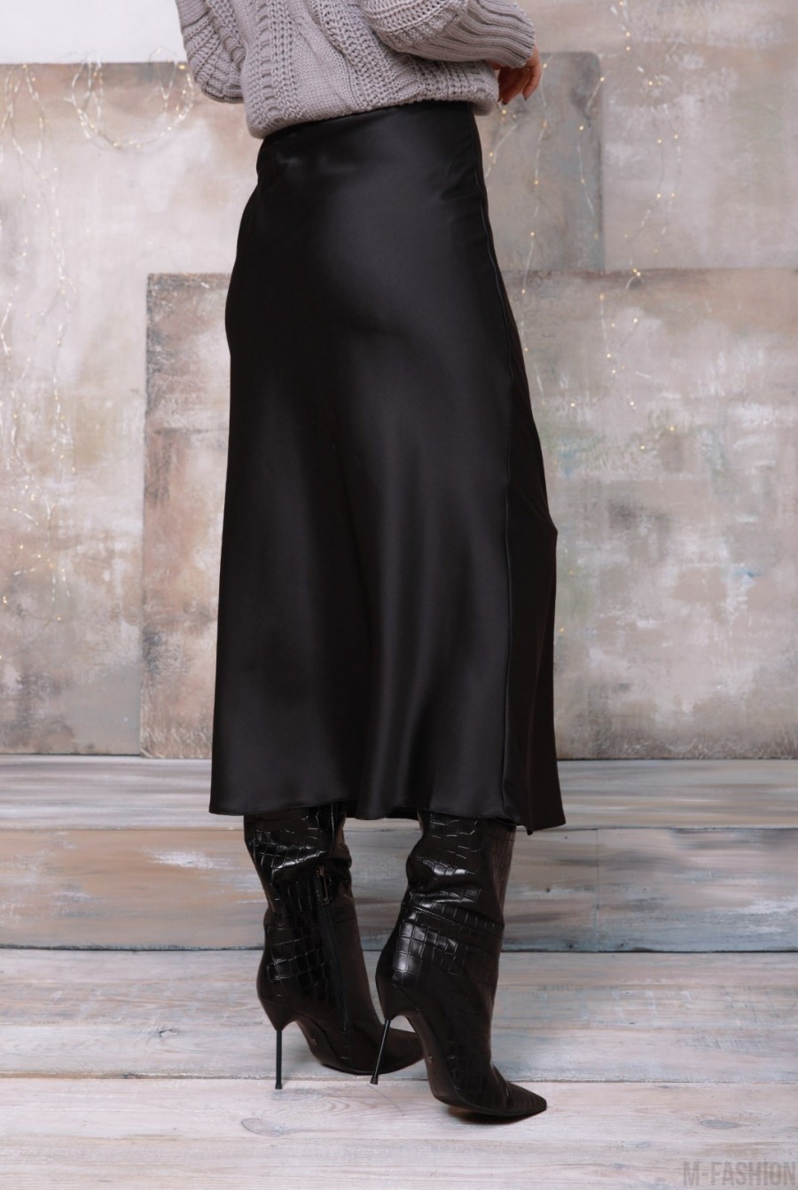 Черная шелковая юбка- Фото 2