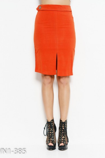 Оранжевая классическая юбка с разрезом
