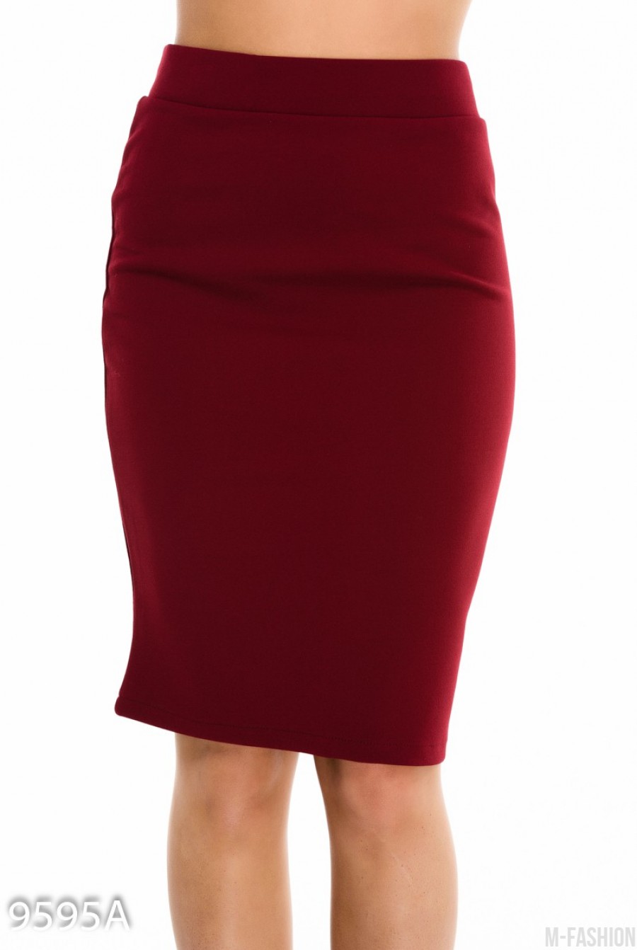Бордовая деловая юбка-карандаш- Фото 2