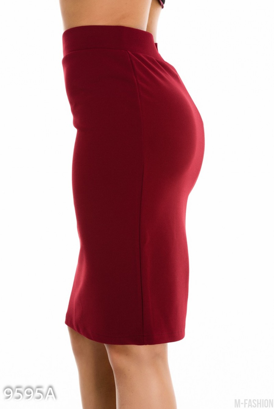 Бордовая деловая юбка-карандаш- Фото 3