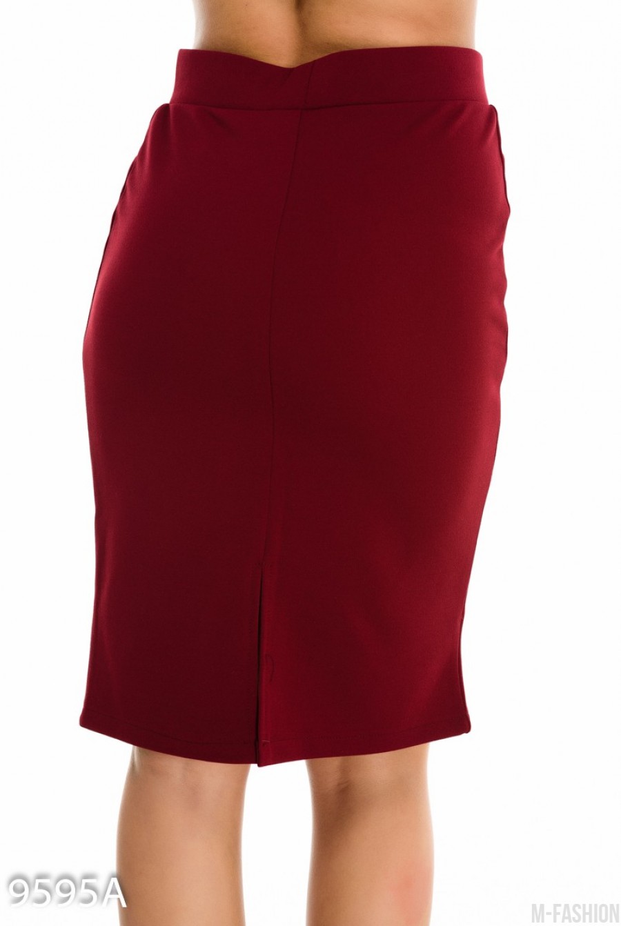 Бордовая деловая юбка-карандаш- Фото 4