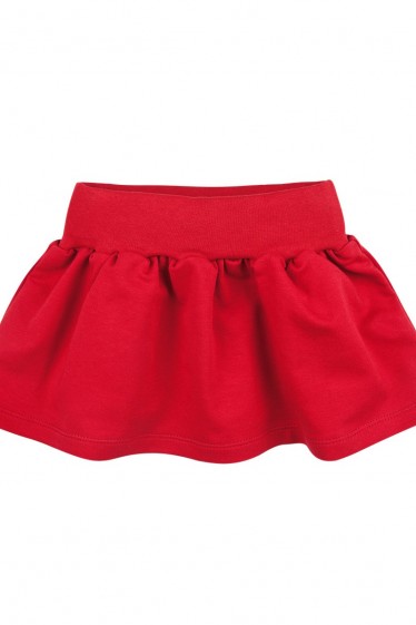 Красная юбка-колокол из футера на резинке