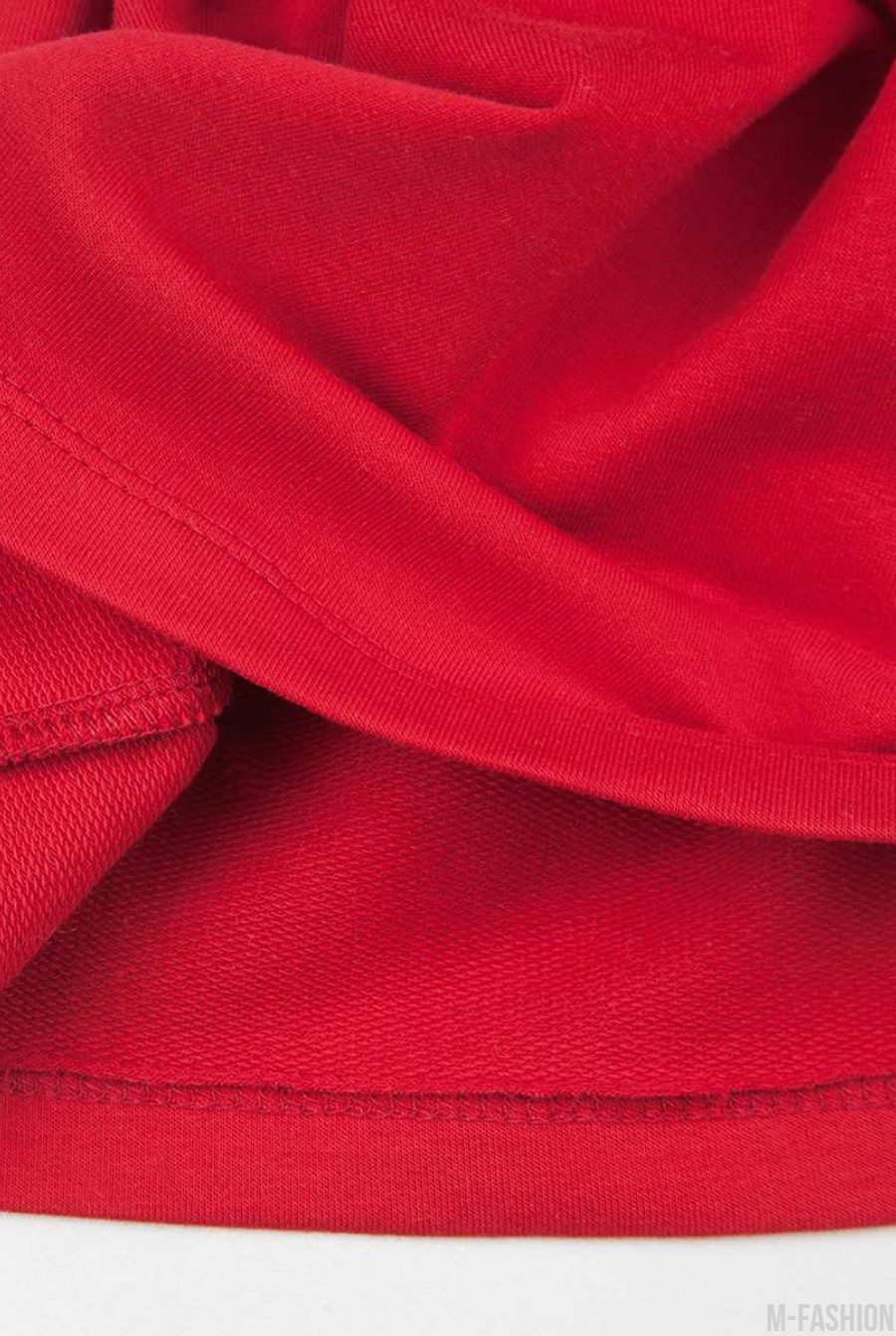 Красная юбка-колокол из футера на резинке- Фото 5
