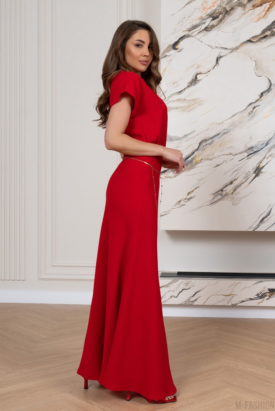 Красное платье макси длины - Фото 2