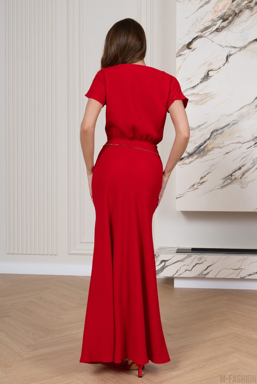 Красное платье макси длины - Фото 3