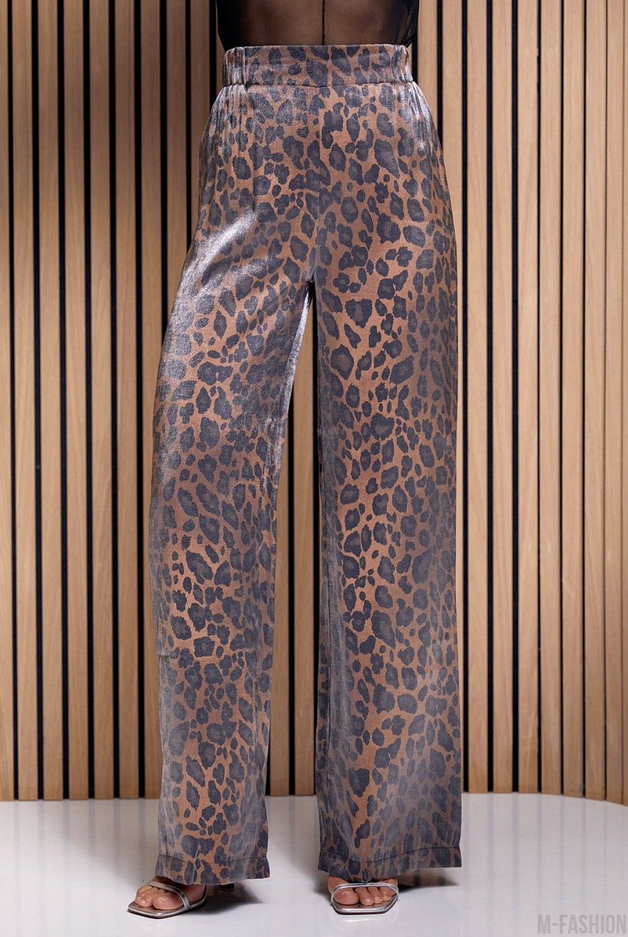 Леопардовые брюки из полированного хлопка  - Фото 1
