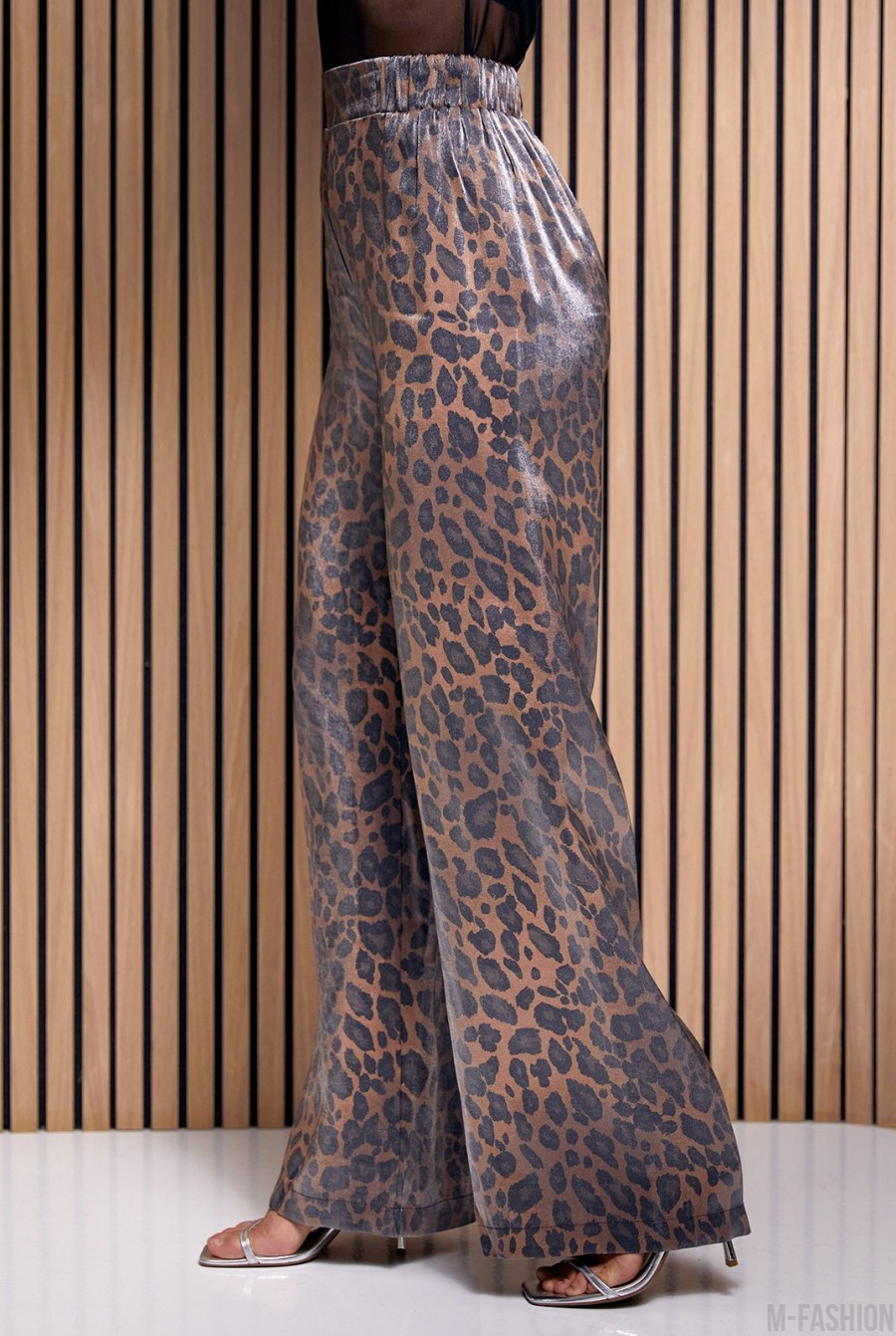 Леопардовые брюки из полированного хлопка - Фото 2