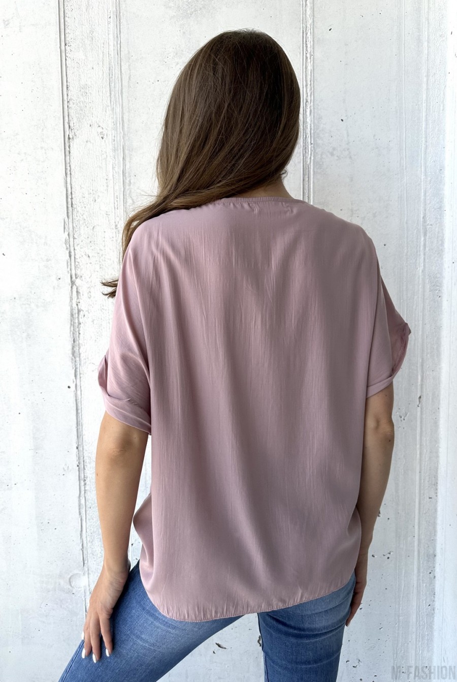 Розовая блуза с завязкой - Фото 3