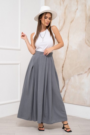 Серая текстурированная юбка со сборками