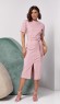 Розовое однотонное платье с разрезом
