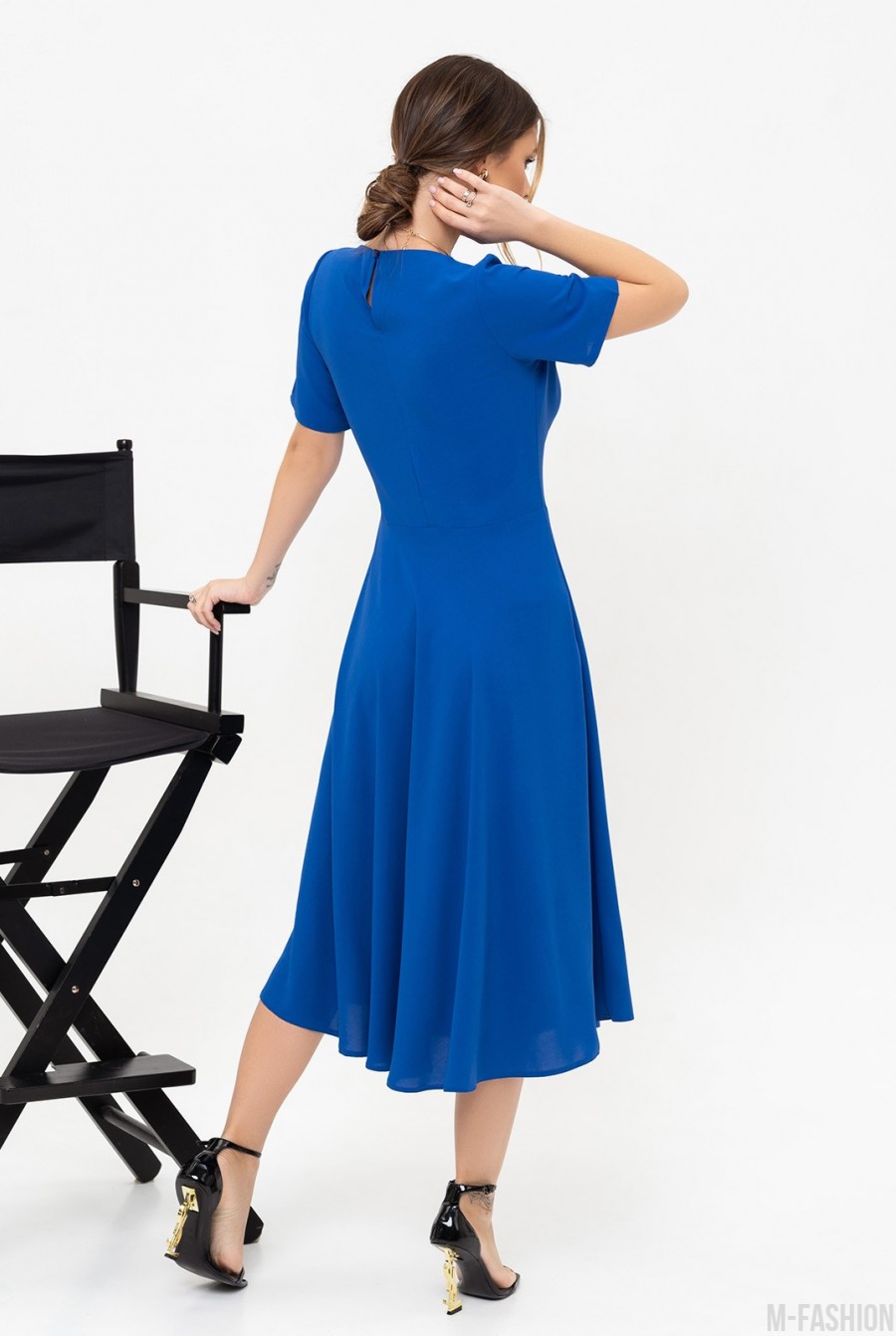 Синее платье классического кроя - Фото 3
