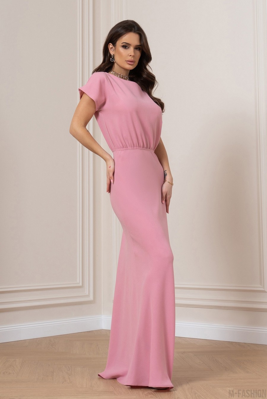 Розовое платье макси длины - Фото 2