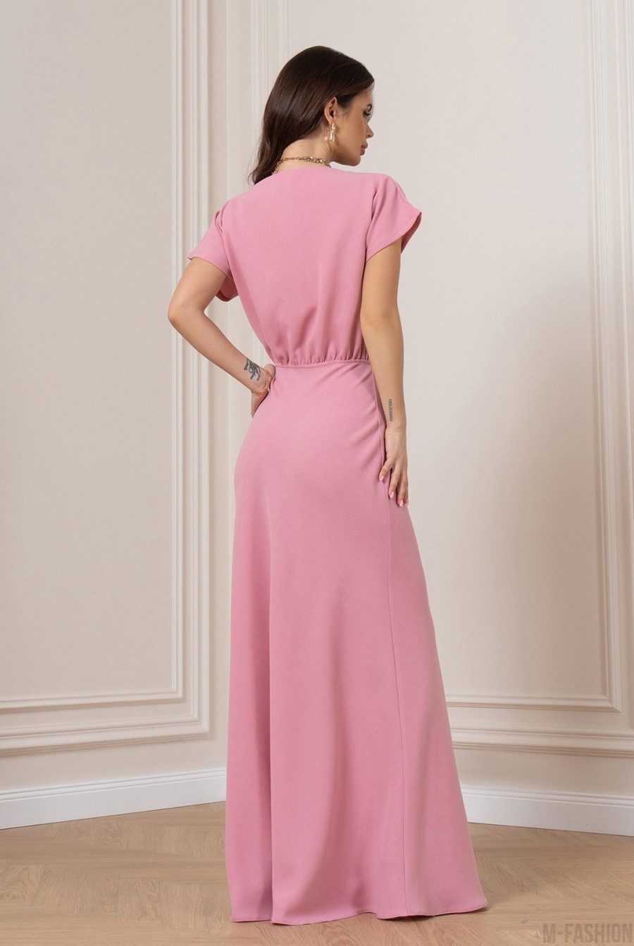 Розовое платье макси длины - Фото 3