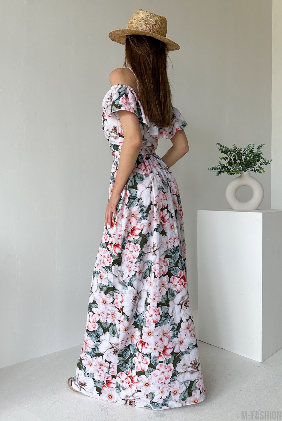 Длинное цветочное платье-халат - Фото 3